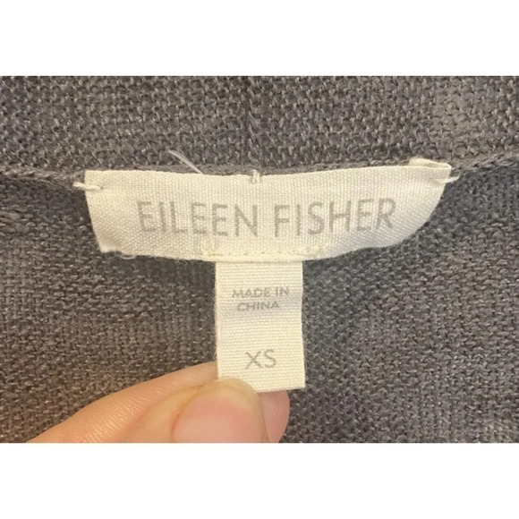 Eileen Fisher Gray Linen Open Front Cardigan Sweater Womens Size‎ XS (695) - Picture 3 of 5